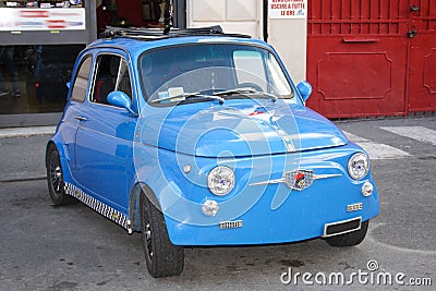 Fiat 500 blue Editorial Stock Photo