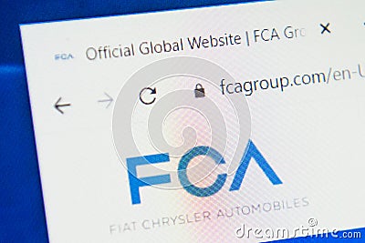 Fiat chrysler automobiles Web Site. Selective focus. Editorial Stock Photo