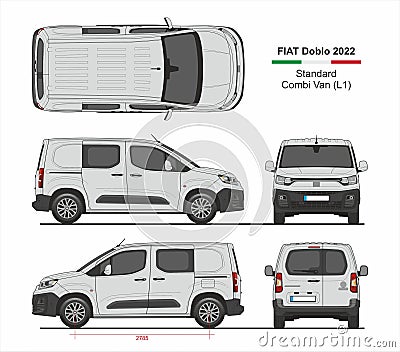 Fiat Doblo Cargo Delivery Combi Van L1 2022 Vector Illustration