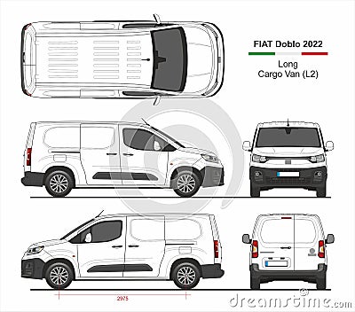Fiat Doblo Cargo Delivery Van L2 2022 Vector Illustration