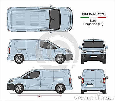 Fiat Doblo Cargo Delivery Van L2 2022 Vector Illustration