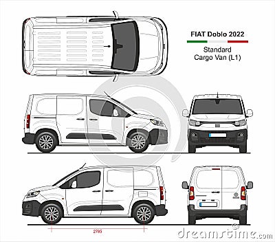 Fiat Doblo Cargo Delivery Van L1 2022 Vector Illustration