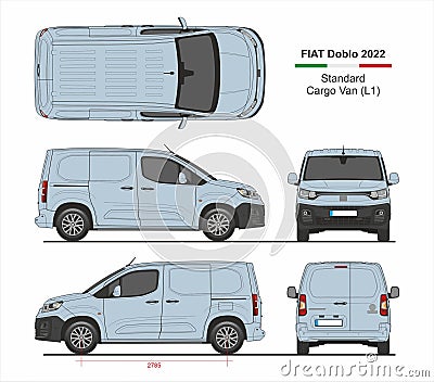 Fiat Doblo Cargo Delivery Van L1 2022 Vector Illustration