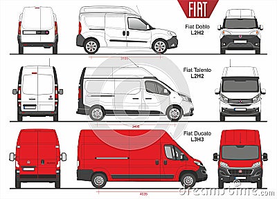 Set of Fiat Vans and Minivans 2015-present Editorial Stock Photo