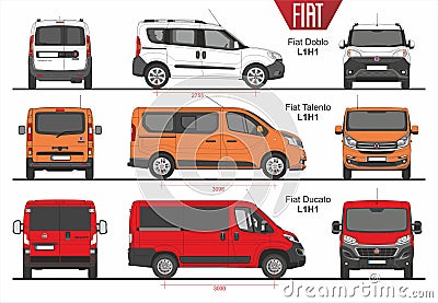 Set of Fiat Vans and Minivans 2015-present Editorial Stock Photo