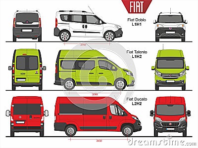 Set of Fiat Vans and Minivans 2015-present Editorial Stock Photo