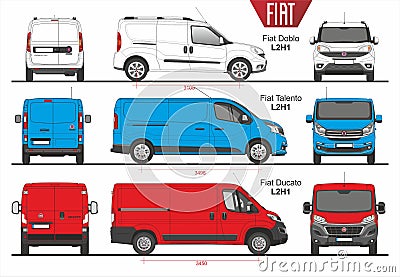 Set of Fiat Vans and Minivans 2015-present Editorial Stock Photo