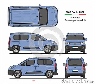 Fiat Doblo Passenger Van L1 2022 Vector Illustration