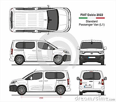 Fiat Doblo Passenger Van L1 2022 Vector Illustration