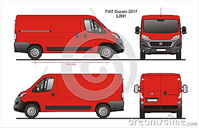 Fiat Ducato Cargo Delivery Van 2017 L2H1 Blueprint Editorial Stock Photo