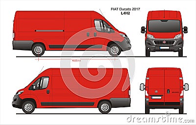 Fiat Ducato Cargo Delivery Van 2017 L4H2 Blueprint Editorial Stock Photo