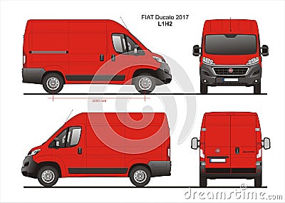 Fiat Ducato Cargo Delivery Van 2017 L1H2 Blueprint Editorial Stock Photo