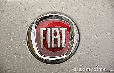 Fiat logo the largest automobile manufacturer in Italy. Editorial Stock Photo