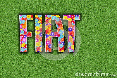 Fiat Logo with colorful flowers on green background Editorial Stock Photo