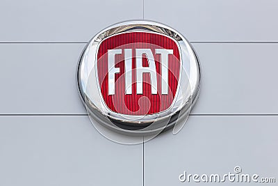 Fiat logo on a wall Editorial Stock Photo
