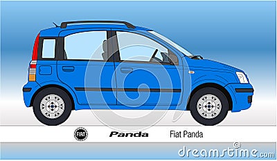 Fiat Panda, second version of the italian car, vintage, silhouette with colors Vector Illustration