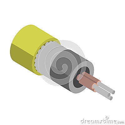 Fiber cable vector icon. Isometric vector icon isolated on white background fiber cable. Vector Illustration