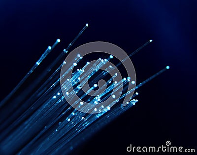 Fiber Optic Cable on Blue Stock Photo