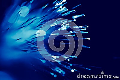 Fiber optic cable blue light Stock Photo