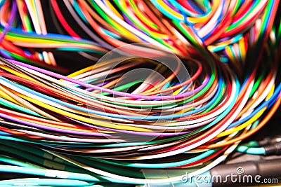 Fiber optic cable strands Stock Photo