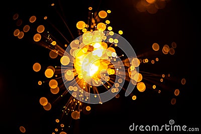 Fiber optic light abstract bokeh background with warm color. Out of focus Stock Photo