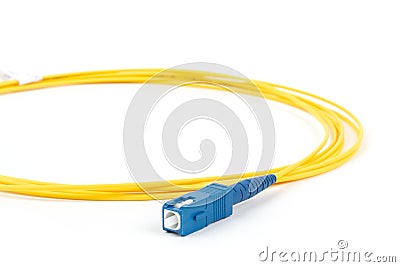 Fiber optic single mode hybrid patch cord Stock Photo