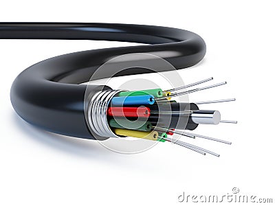 Fiber optical cable detail Stock Photo