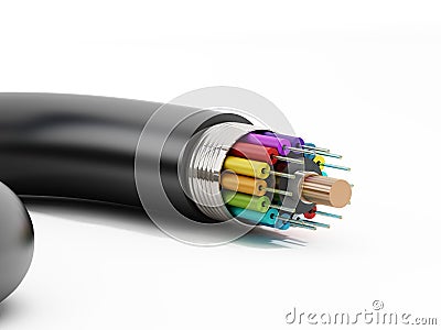 Fiber optical cable detail Stock Photo