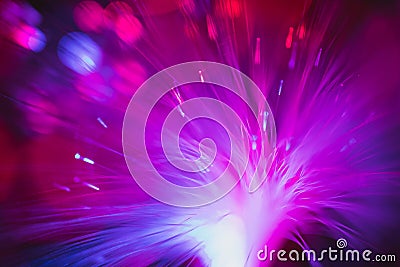 Fiber optics threads in purple color Stock Photo