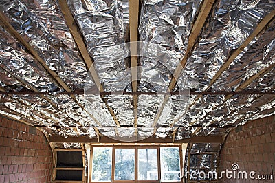 Fiberglass insulation Stock Photo