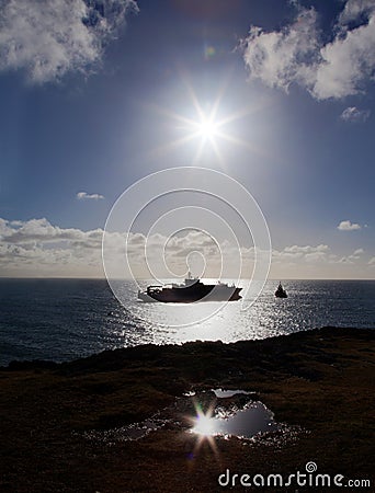 Fibre Optic cable coming ashore Stock Photo