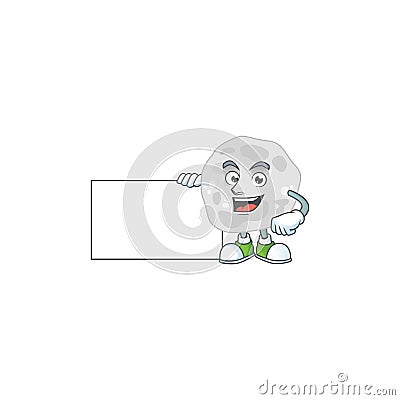 Fibrobacteres cartoon drawing Thumbs up holding a white board Vector Illustration