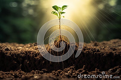 Fibrous Plant showing root. Generate Ai Stock Photo