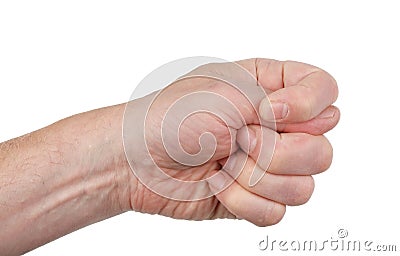 Fico sign- fist with a thumb, stuck between the index and middle Stock Photo