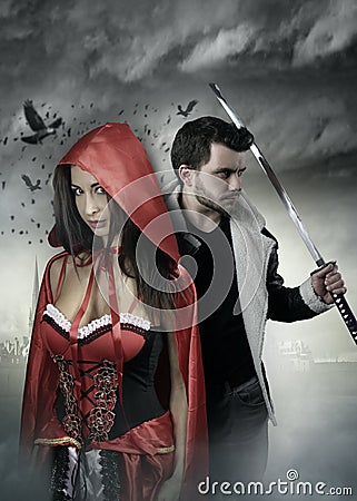 Fictional characters - two fantasy characters Stock Photo