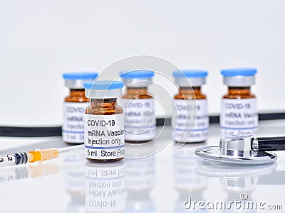 A fictional covid-19 mRNA vaccine from pharmaceuticals Stock Photo