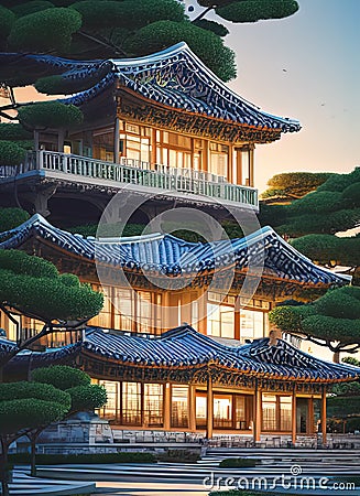 Fictional Mansion in Goyang, Gyeonggi, South Korea. Stock Photo