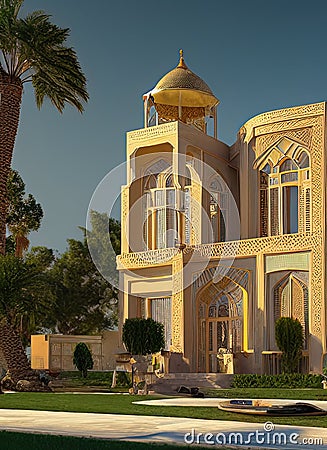 Fictional Mansion in Kerman, Kerm?n, Iran. Stock Photo