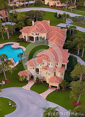 Fictional Mansion in Kissimmee, Florida, United States. Stock Photo