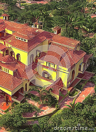 Fictional Mansion in Santa Teresa del Tuy, Miranda, Venezuela. Stock Photo