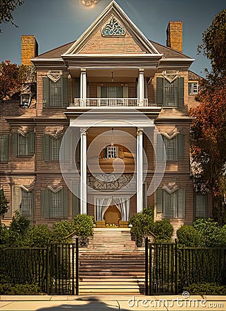 Fictional Mansion in St. Louis, Missouri, United States. Stock Photo