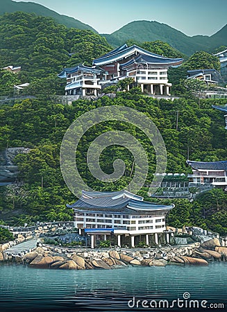 Fictional Mansion in Yeosu, Jeonnam, South Korea. Stock Photo