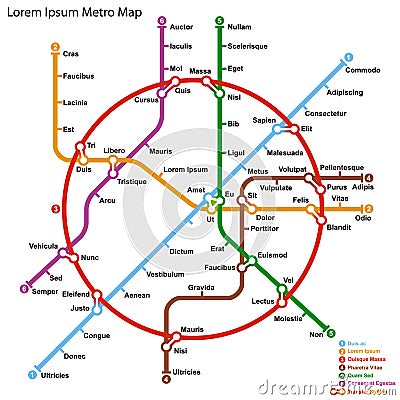 Fictional metro map Vector Illustration