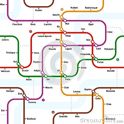 Fictional metro map seamless pattern Vector Illustration