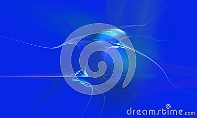 Fictional neural luminescent creature in blue abyss. Ocean or deep waters creative abstract representation. Magical 3d substance, Stock Photo