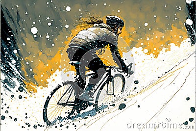 winter cyclist extreme sport, man on a bike, Ai generated Stock Photo