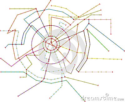 Fictional subway map, public transportation, map, free copy space Vector Illustration