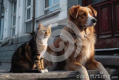 in a fictional world, cats and dogs are the main characters of the series, solving mysterious cases and fighting crime Stock Photo