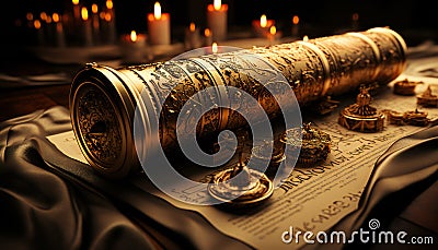 Fictitious recreation of a jewish scroll with Torah Stock Photo