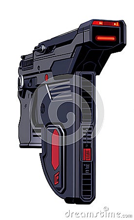 Fictitious taser weapon isolated on a blank background AI Cartoon Illustration